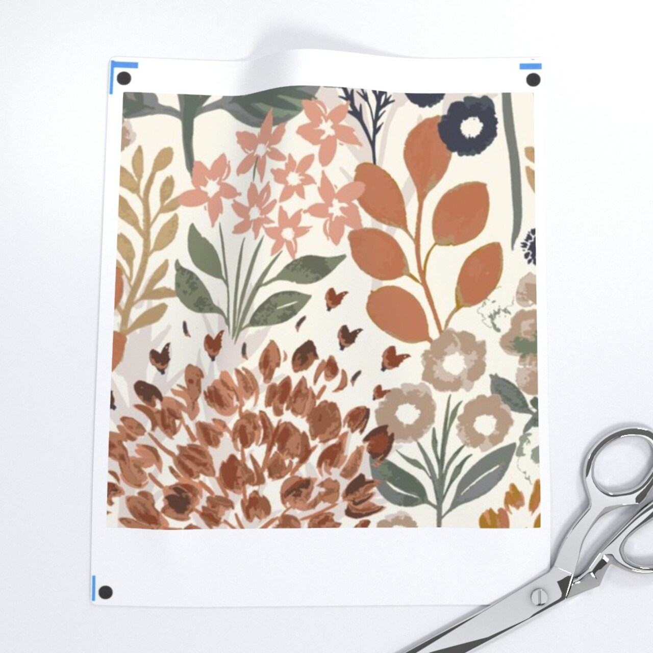 Terra Cotta Floral Wildflowers Neutral Botanical Earth Tone Elegant Garden Custom Printed Fabric by Spoonflower Various Fabrics by the Yard or Fat Quarter